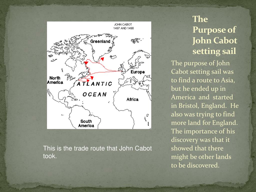 john cabot purpose of voyage
