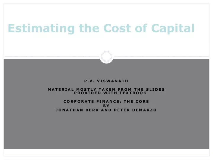 estimating the cost of capital n.