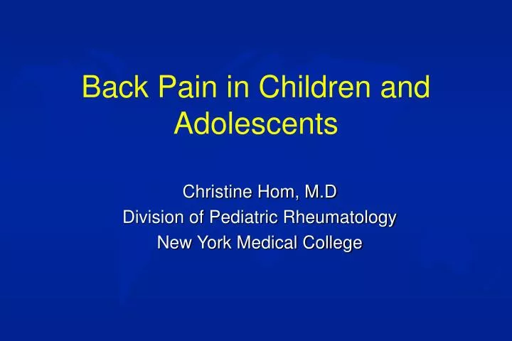 back pain in children and adolescents n.