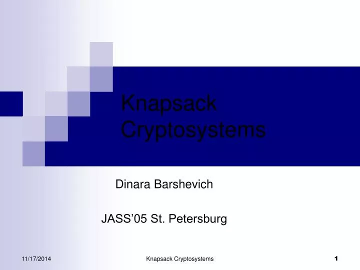knapsack cryptosystems n.
