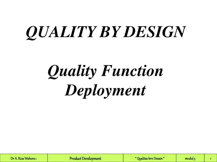 PPT QUALITY BY DESIGN Quality Function Deployment PowerPoint