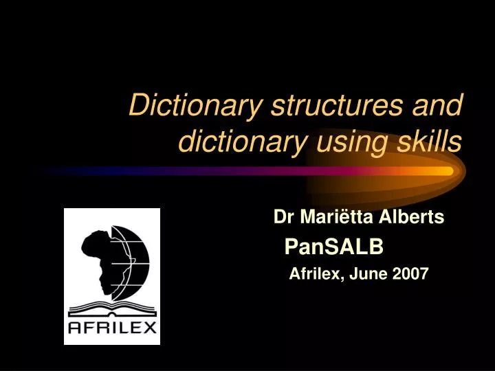 dictionary structures and dictionary using skills n.