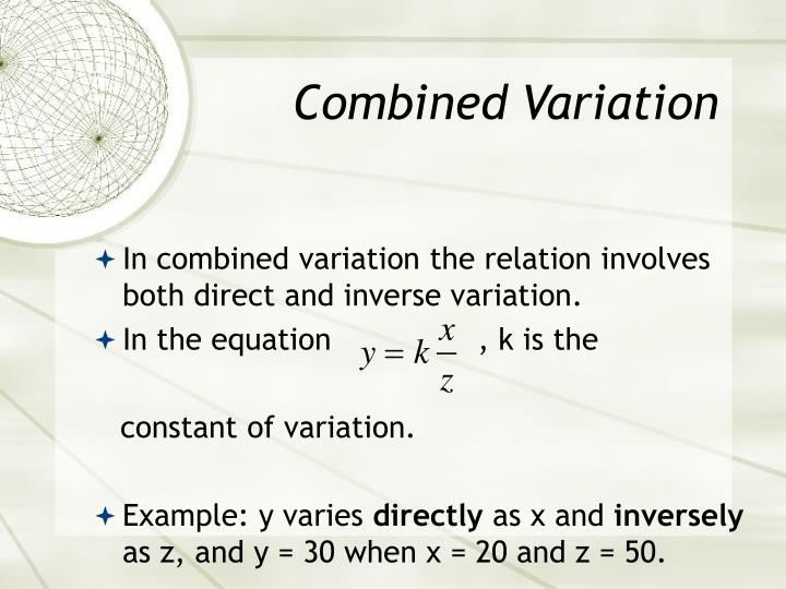 combined variation problem solving
