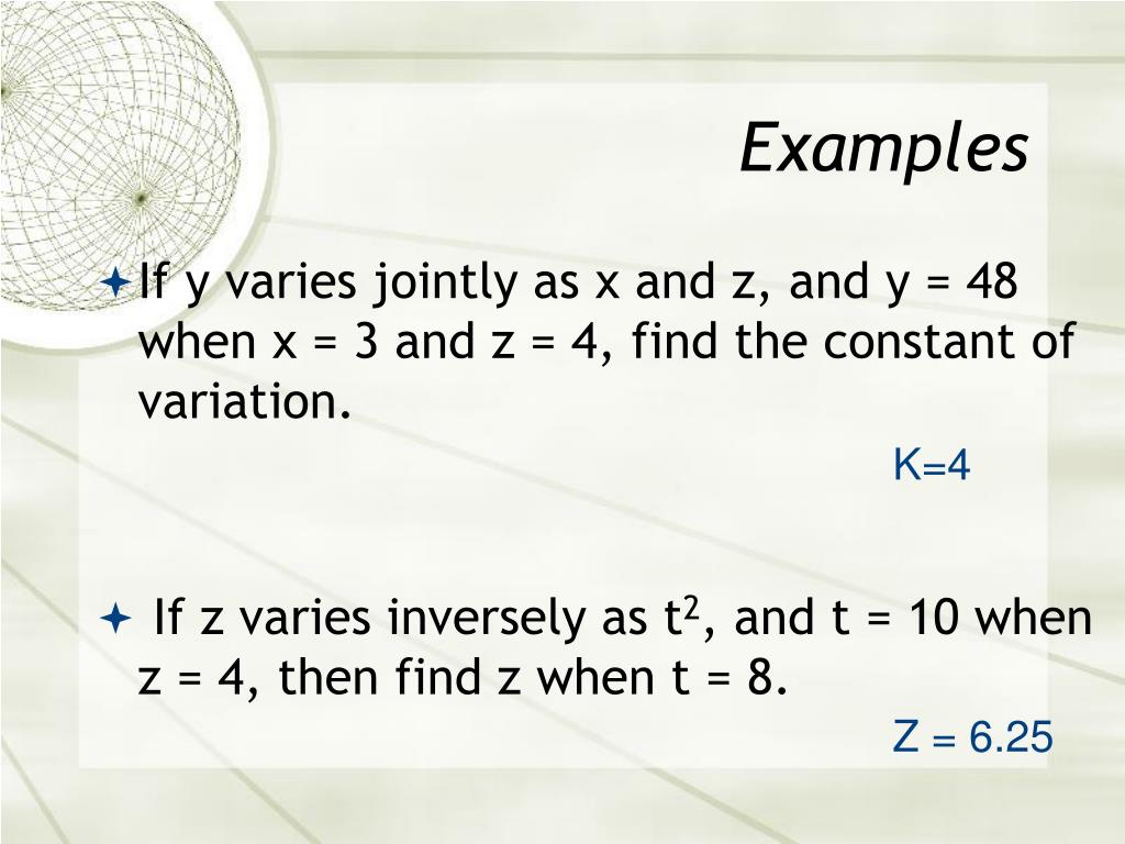 PPT Joint and Combined Variation PowerPoint Presentation, free