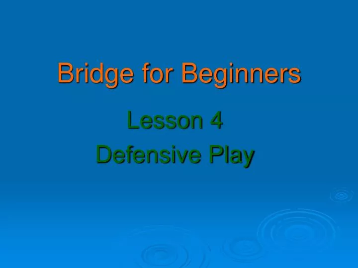 bridge for beginners n.