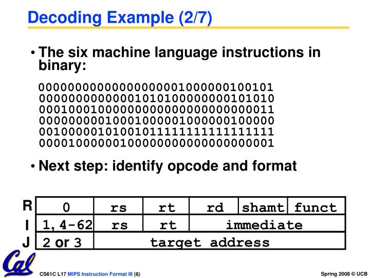 mips example format r Matt  PPT inst.eecs.berkeley/~  Johnson cs61c TA tm