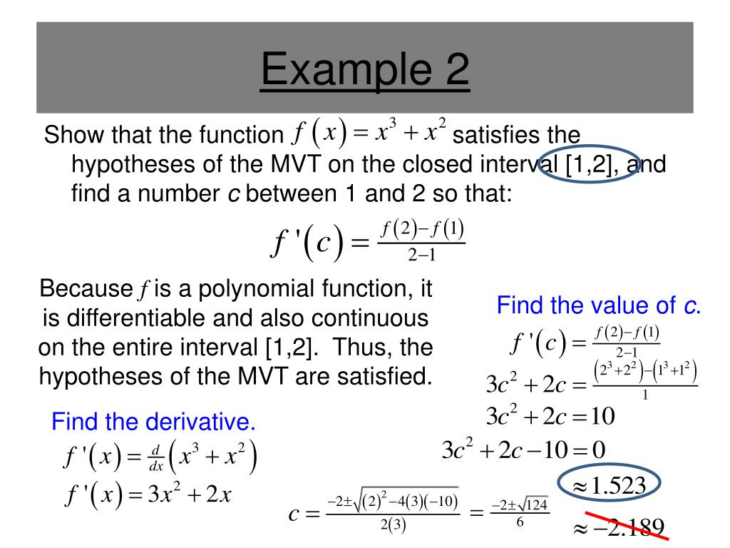 PPT - Section 3.2 – Rolle’s Theorem and the Mean Value Theorem ...