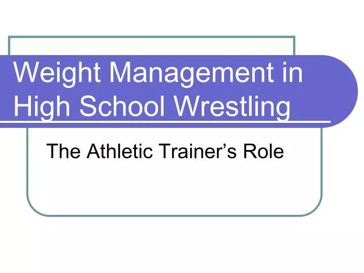 weight management in high school wrestling n.
