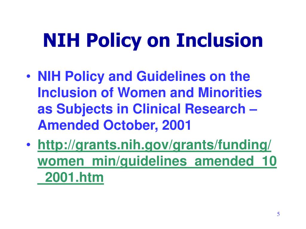 PPT - Sex/Gender and Minority Inclusion in NIH Clinical Research ...