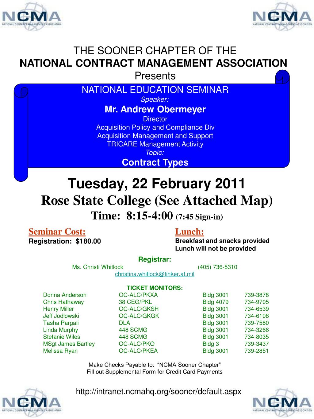 PPT Tuesday, 22 February 2011 Rose State College (See Attached Map