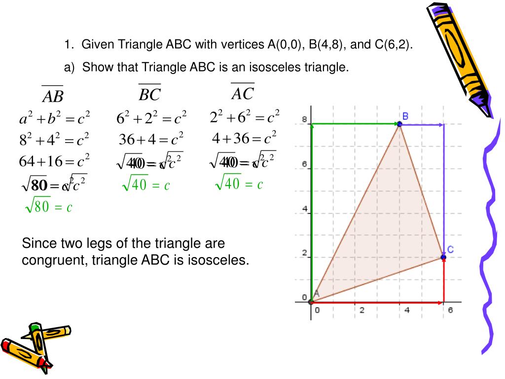 0 0 b 2. Vertices of a Triangle. A(0;2) B(2;6) C(6;-1) треугольник АБС. A+B=C найти а. A^2 + B^2 + C^2 - ABC >4.