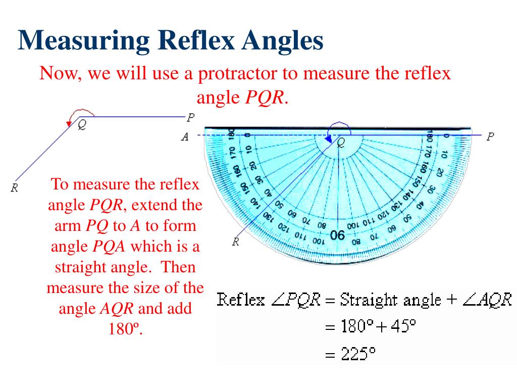 how to measure a reflex angle with a 180 protractor