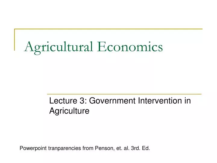 PPT - Agricultural Economics PowerPoint Presentation, Free Download ...