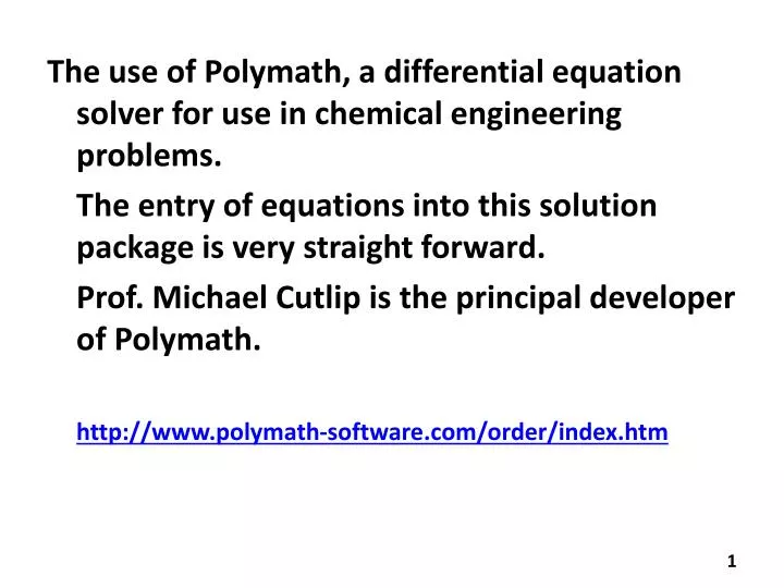 how long does polymath software need to solve ode how long does polymath software need to solve ode