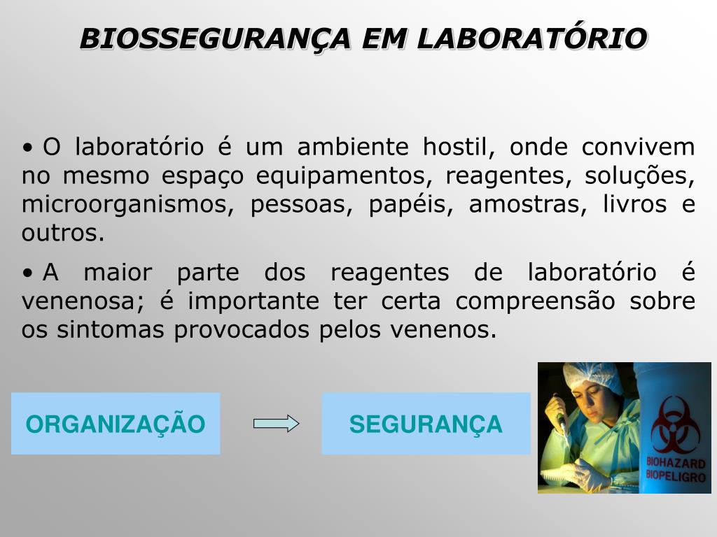 PPT - BIOSSEGURANÇA E DESCARTE DE RESÍDUOS QUÍMICOS EM LABORATÓRIO ...