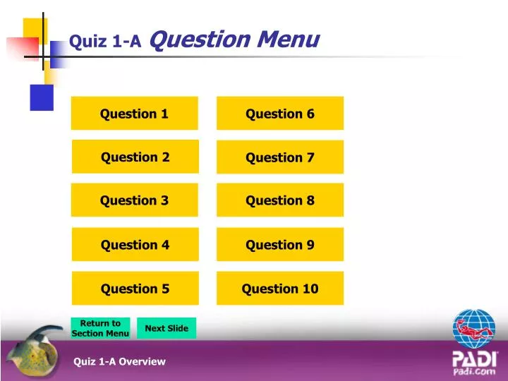 quiz 1 a question menu n.