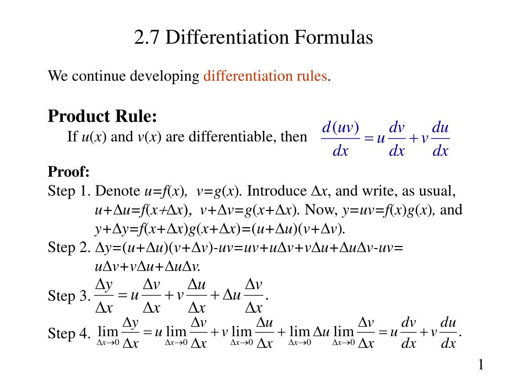 Ppt 2 7 Differentiation Formulas Powerpoint Presentation Free Download Id