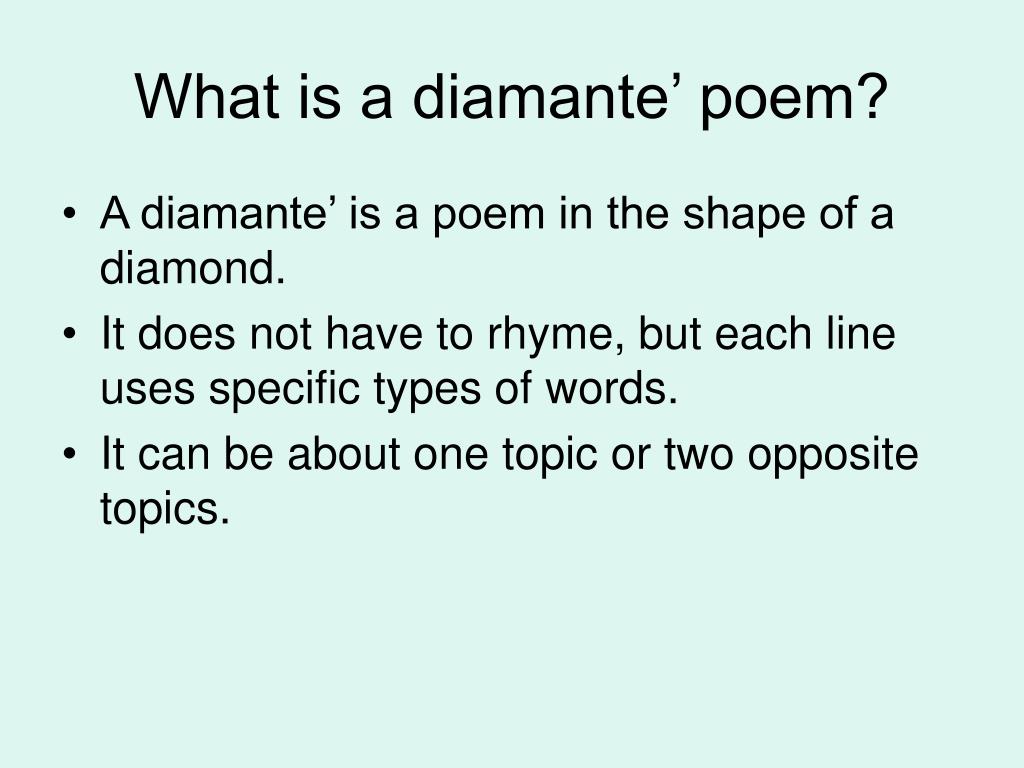 Ppt Diamante Poetry Powerpoint Presentation Free Download Id6774198