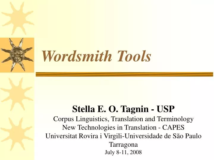 PPT - Wordsmith Tools PowerPoint Presentation, free download - ID:6776383