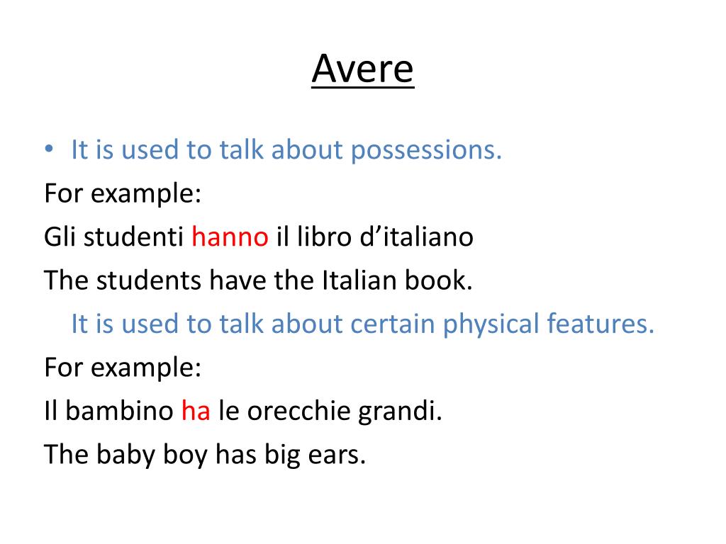 PPT - Avere or Essere PowerPoint Presentation, free download - ID:6776666