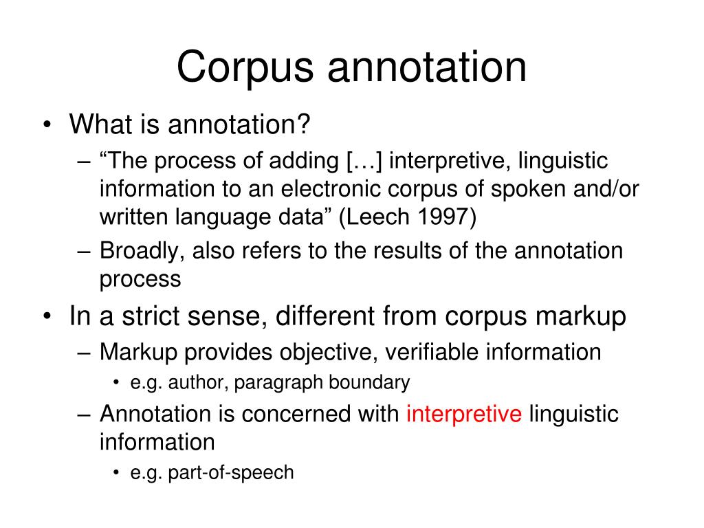 what is annotated corpus