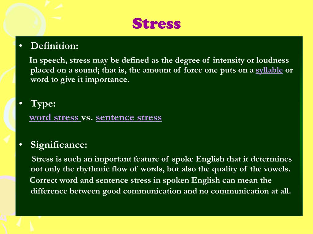 Extra definition. Word stress in Phonetics. Stress Definition. The notion of Word stress. Types of Word stress.