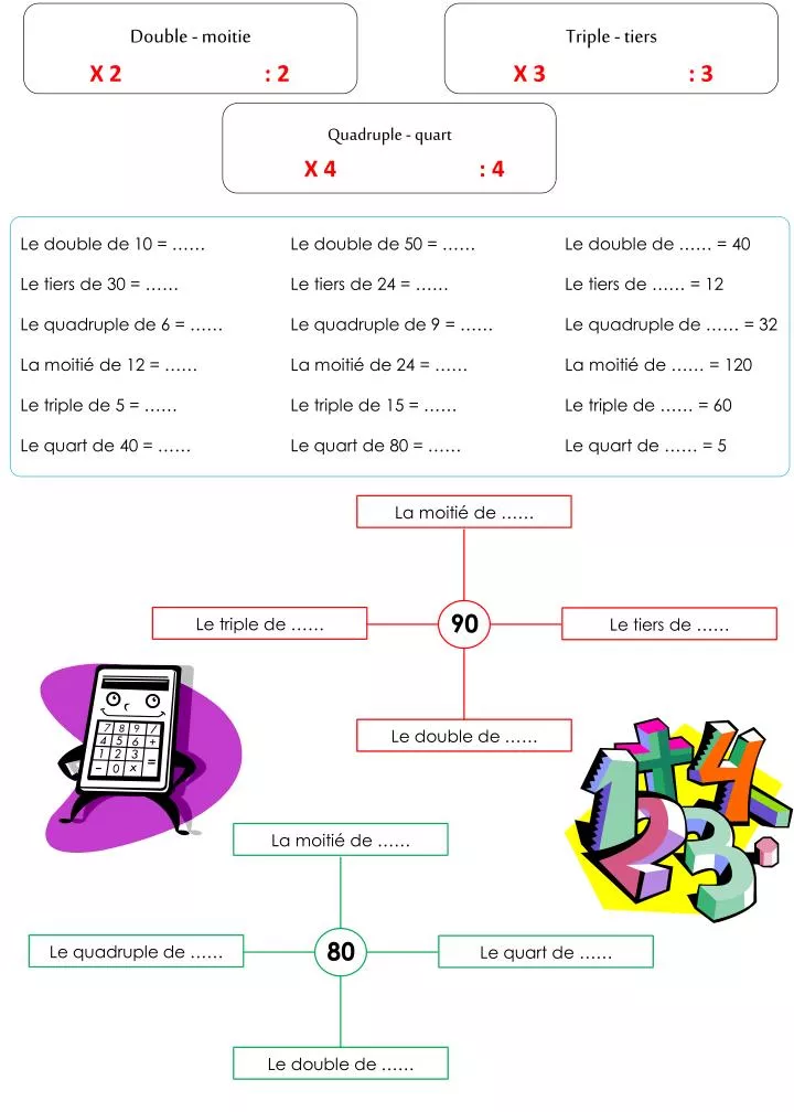 Double Moitié Triple Tiers Quadruple Quart Exercices Cm1 Pdf PPT - Double - moitie PowerPoint Presentation, free download - ID:6778580