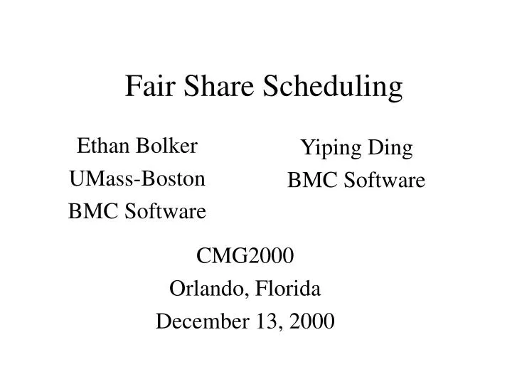 fair share scheduling n.