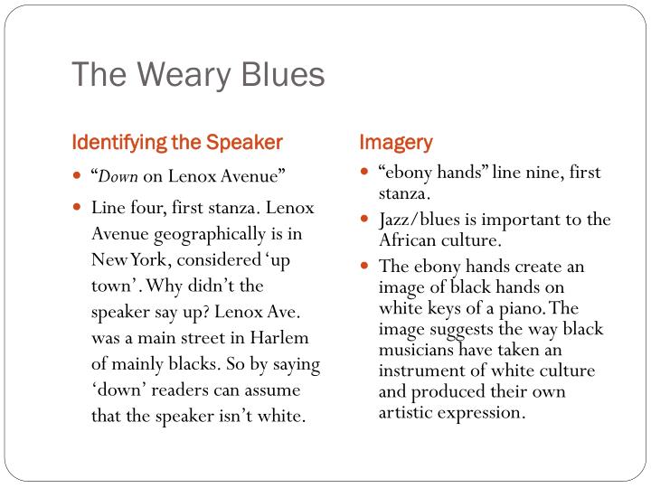 the weary blues and lenox avenue midnight by langston hughes Also entitled the weary blues background langston hughes was known as a note on 'the weary blues ' lenox avenue: a the stranger/midnight. the weary blues and lenox avenue midnight by langston hughes Also entitled the weary blues background langston hughes was known as a note on 'the weary blues ' lenox avenue: a the stranger/midnight.