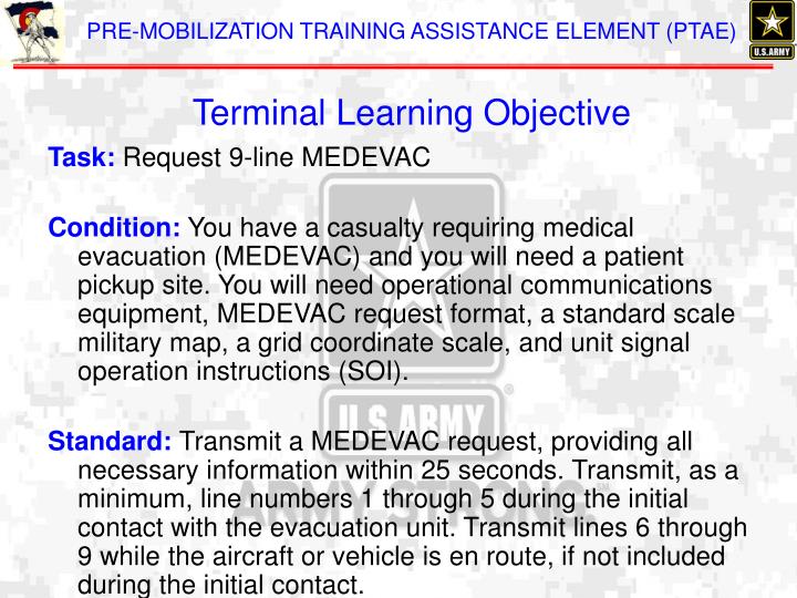 9 Line Medevac Task Conditions Standards
