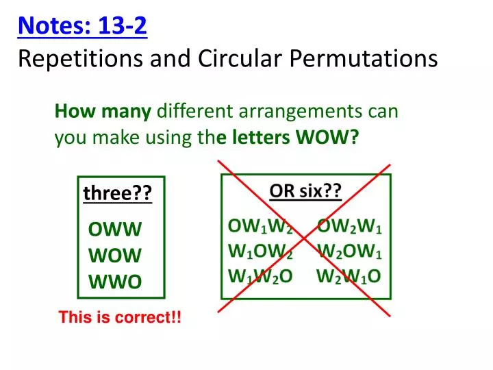 PPT Notes 132 Repetitions and Circular Permutations PowerPoint
