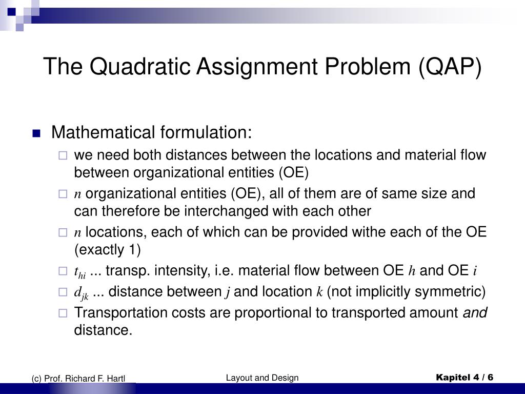 quadratic assignment problem in aoa