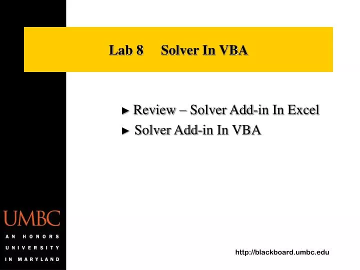 ppt lab 8 solver in vba powerpoint presentation id 6783581 solver vba