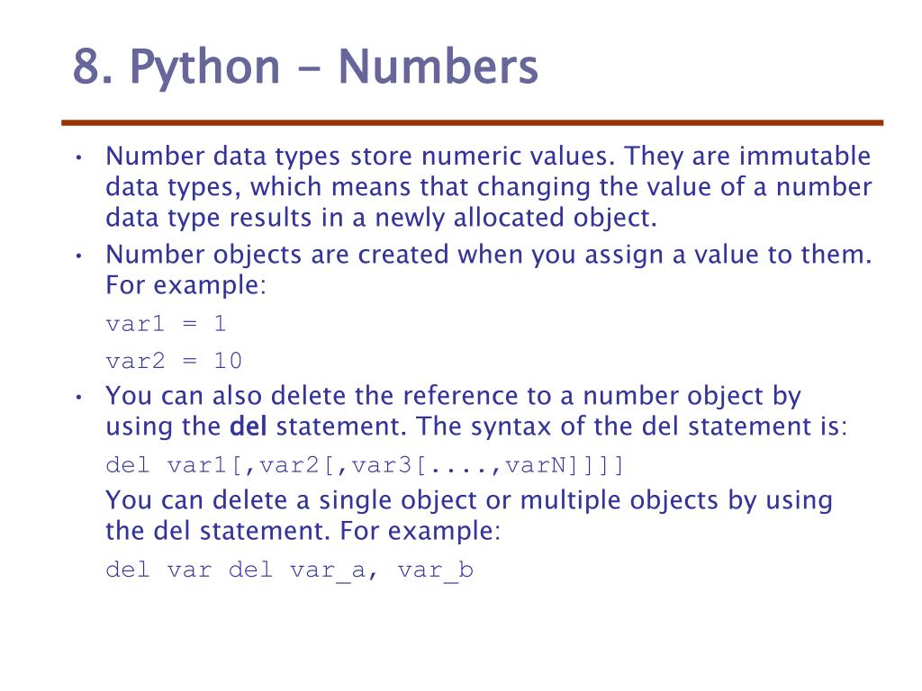 PPT - 8. Python - Numbers PowerPoint Presentation, free download - ID ...