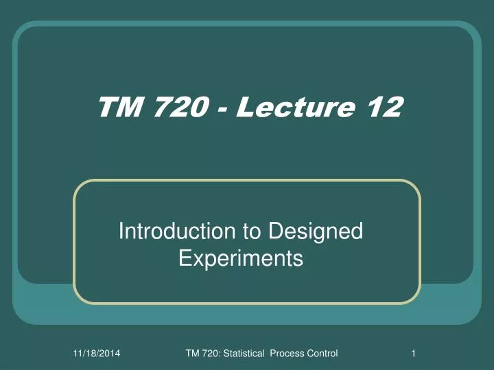 tm 720 lecture 12 n.