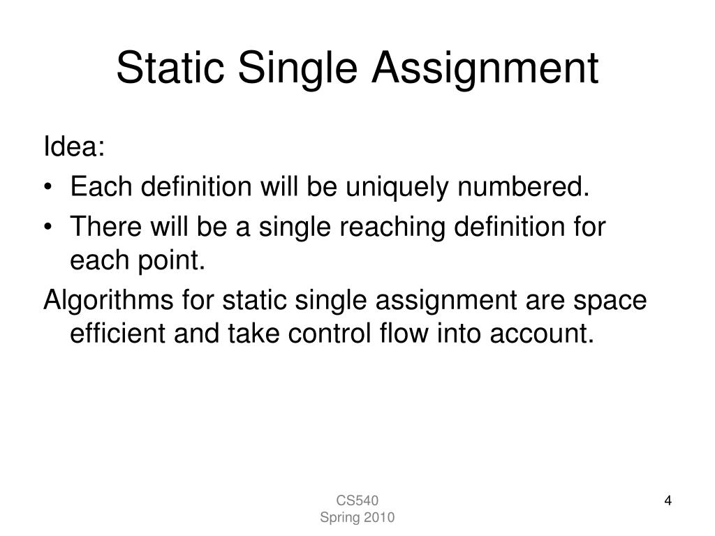 single assignment
