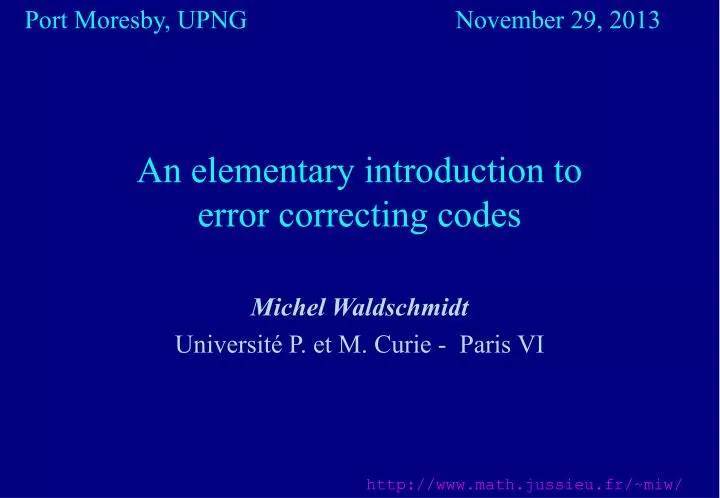 an elementary introduction to error correcting codes n.