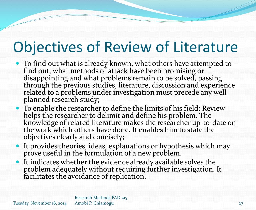 purpose of review of related literature and studies