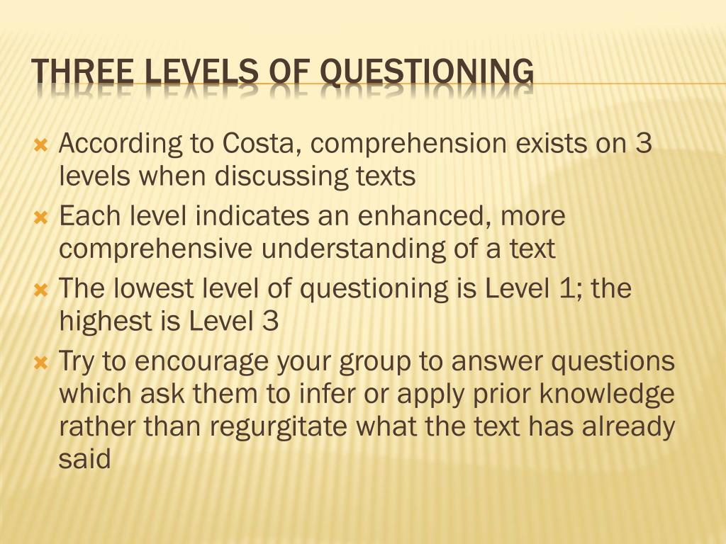 Ppt Costas Three Levels Of Questioning Powerpoint Presentation Free