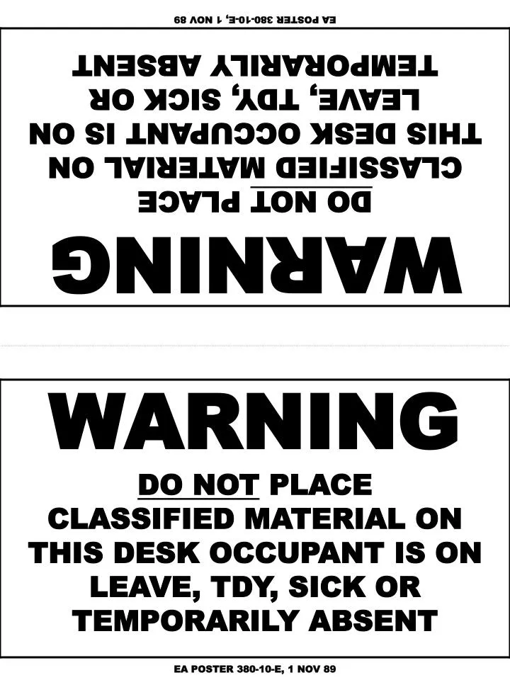 PPT EA Poster 380 10 E Warning Classified Material PPT EA Poster 380 10 E Warning Classified Material