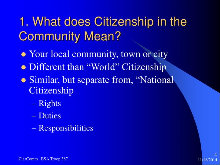 what does citizenship in the community mean