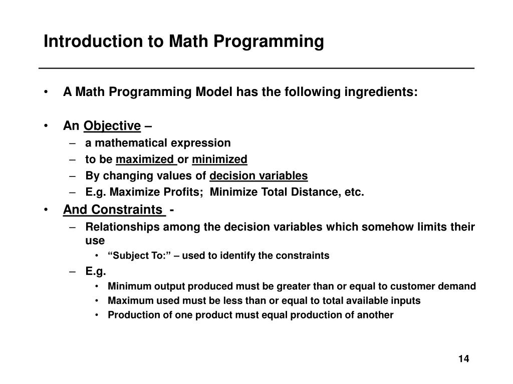 PPT - MBA 691 Introduction to Modeling and Linear Programming ...