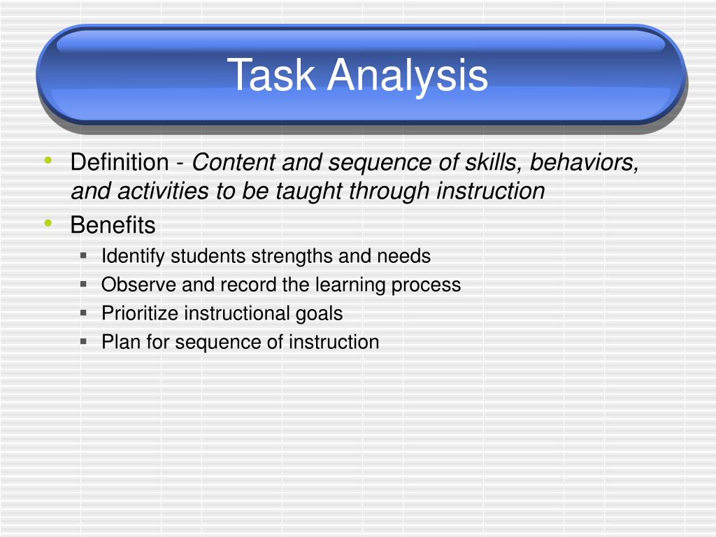 benefits of task analysis in special education