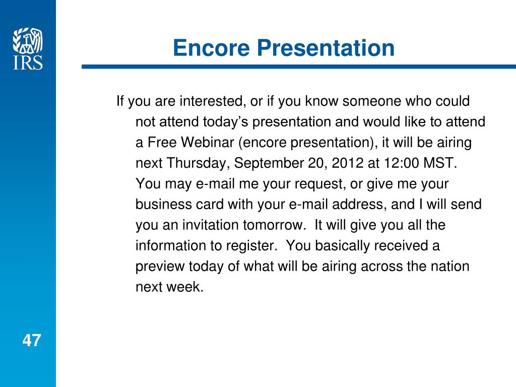 what is the definition of encore presentation