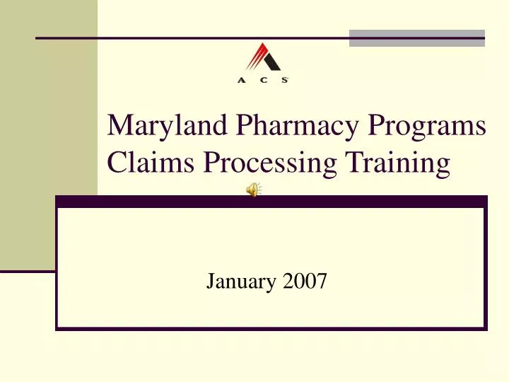 maryland pharmacy programs claims processing training n.