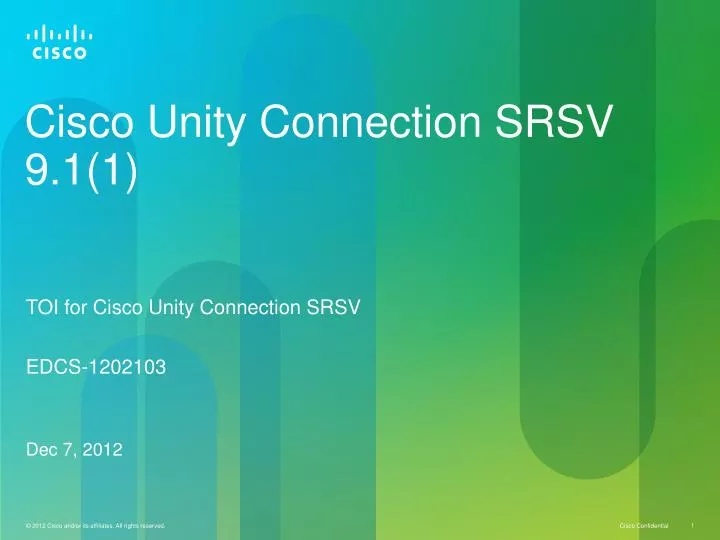 cisco unity connection srsv 9 1 1 n.
