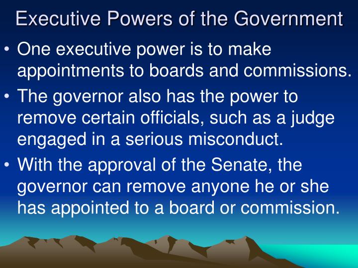 powers of governor The florida governor's duties and powers are established by the state constitution as the chief executive of the state of florida, the governor is the head of the executive branch the governor, along with his cabinet are responsible for administering and enforcing laws in the state of florida. powers of governor The florida governor's duties and powers are established by the state constitution as the chief executive of the state of florida, the governor is the head of the executive branch the governor, along with his cabinet are responsible for administering and enforcing laws in the state of florida.
