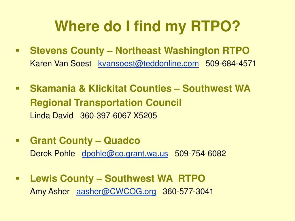 Washington Rtpo Map PPT - Rural Family Economic Success Public Transportation Discussion ...