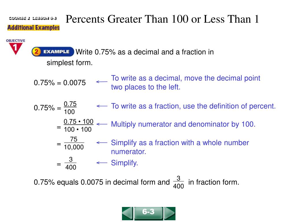 PPT - Percents Greater Than 100 or Less Than 10 PowerPoint