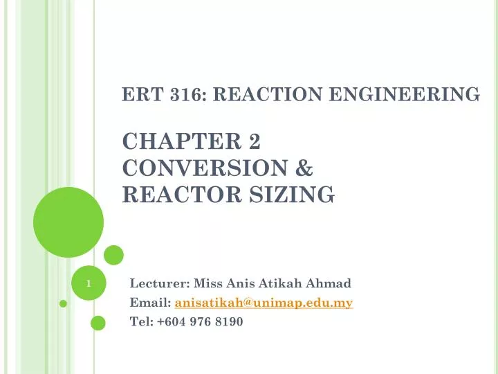 ert 316 reaction engineering chapter 2 conversion reactor sizing n.